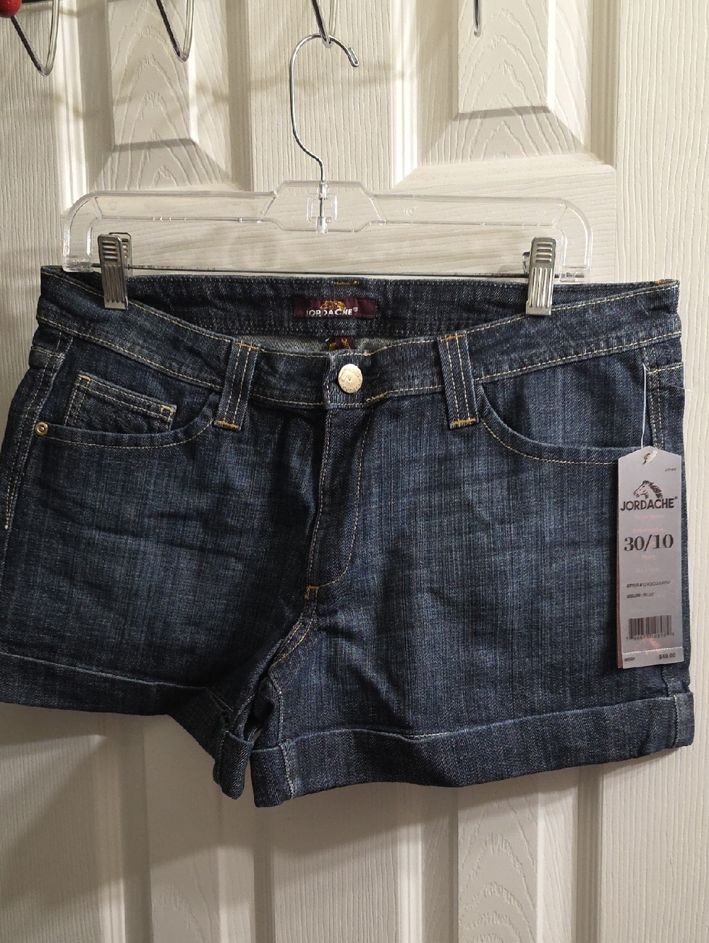 Jordache Dark Indigo Cuffed Denim Shorts Size 10